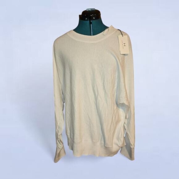 H Halston White Long Sleeve Sweater - Size Extra Large - Picture 1 of 8